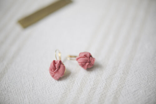 Silk Rosette Knot Earrings | Coral