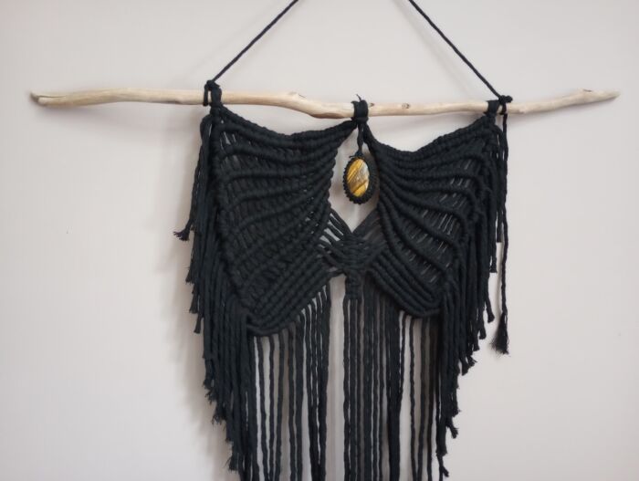 Macramé Witch Wings Black Tigers Eye | Angel Wings | Ready to Ship